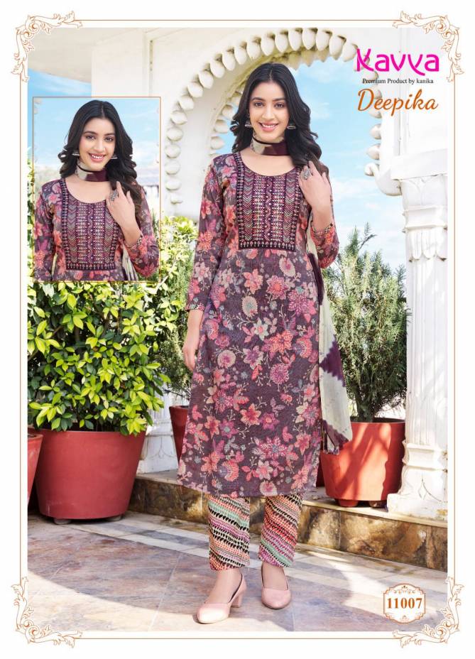 Deepika Vol 11 By Kavya Straight Cut Embroidery Kurti With Bottom Dupatta Wholesale Market
